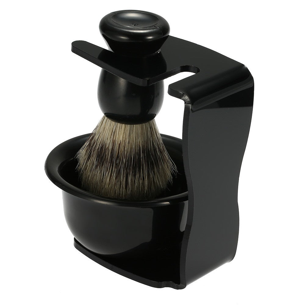 3 in 1 Shaving Beard Set for Dry Wet Badger Hair Brush Holder Bowl Male Facial Cleaning Tools