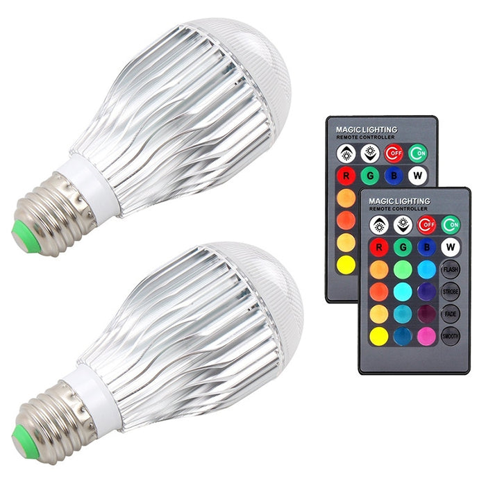 2pcs 10W RGB Color Changing Light Bulbs E27 LED RGB Lamp with Remote Control Christmas Wedding P...