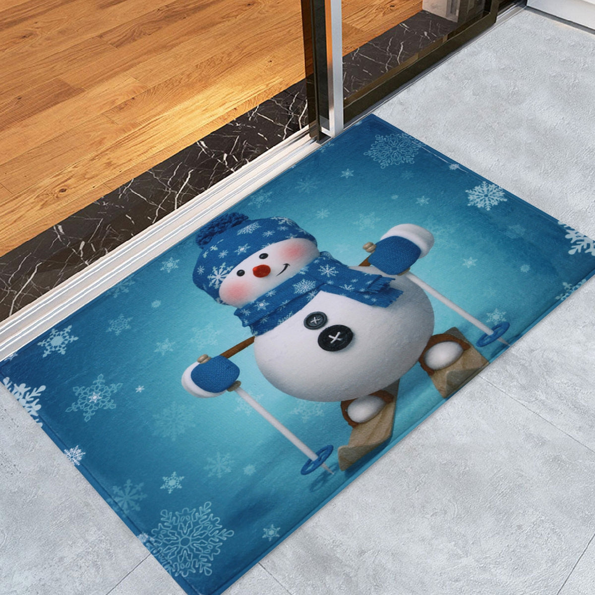 Antiskid Christmas Snowman Print Bath Mat