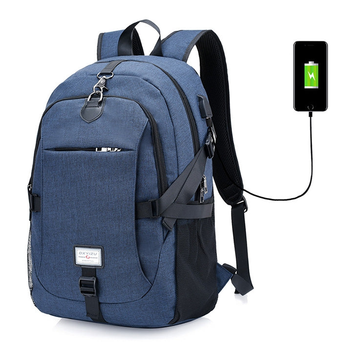 Casual Durable Canvas Backpack with USB Port for Men