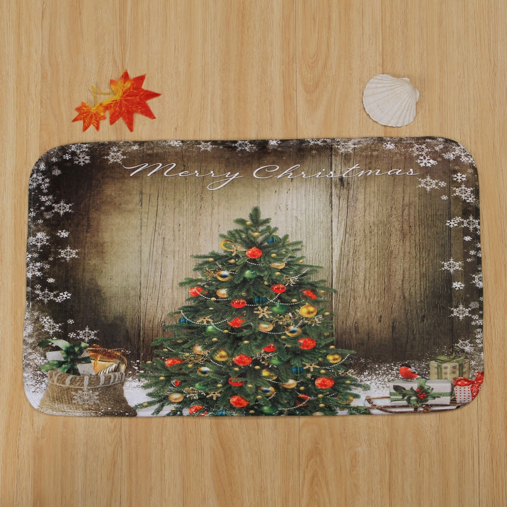 Christmas Tree Wood Pattern 3 Pcs Toilet Mat Bath Mat