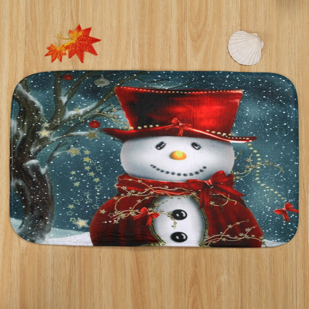 Christmas Cloak Snowman Pattern 3 Pcs Toilet Mat Bath Mat