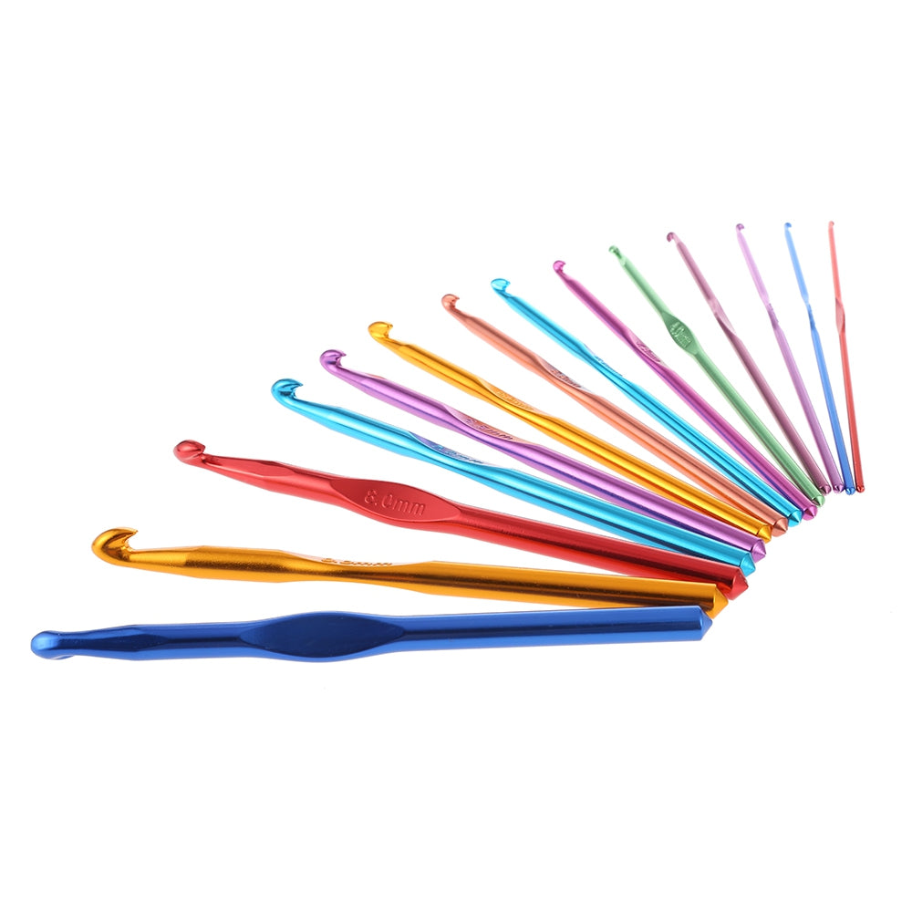 14pcs Multicolor Aluminum Alloy Crochet Hooks