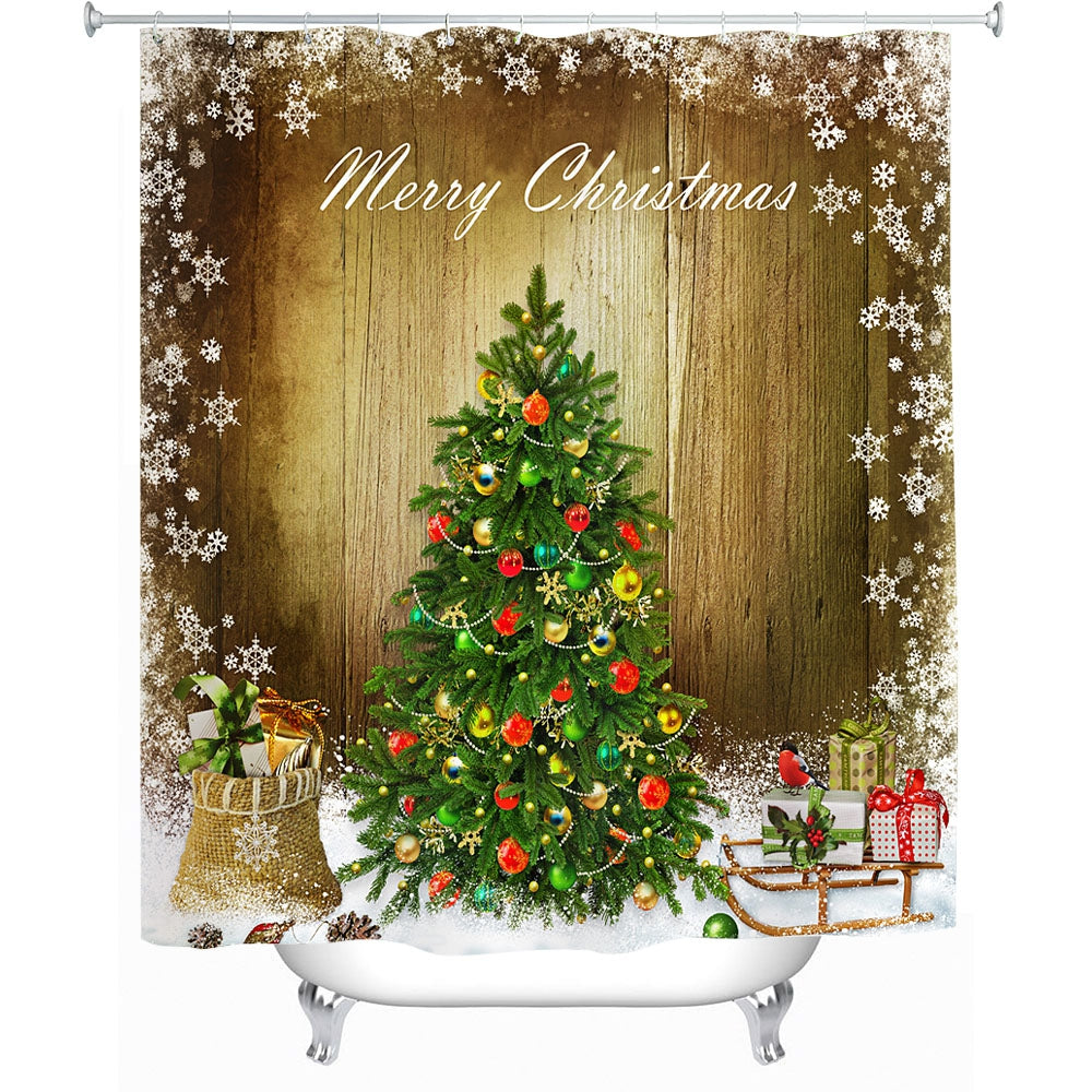 Christmas Snow Tree Waterproof Shower Curtain 180 x 180cm