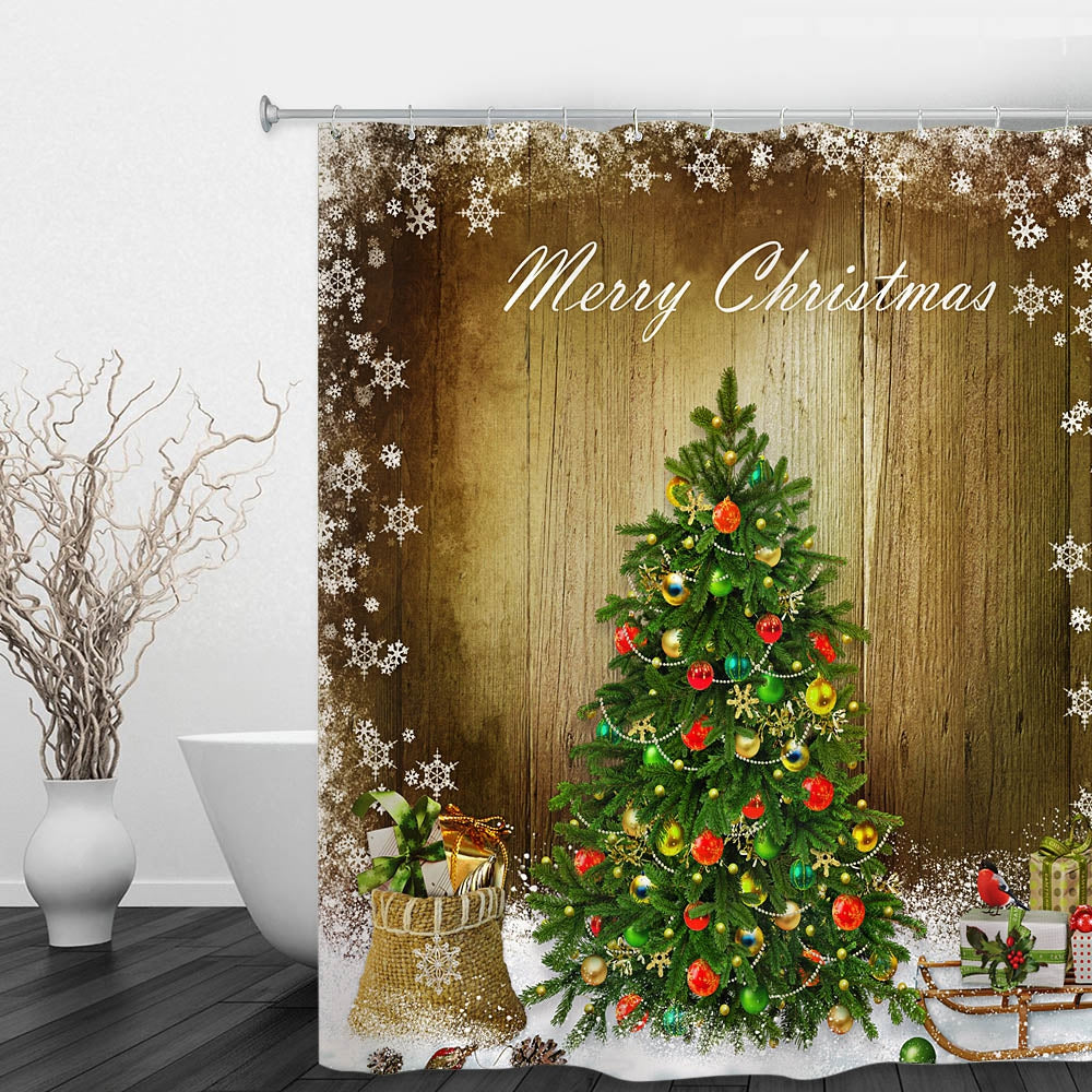 Christmas Snow Tree Waterproof Shower Curtain 180 x 180cm