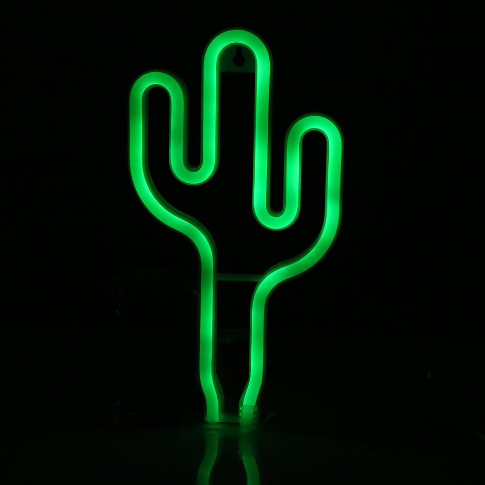 Creative LED Cactus Shape Neon Night Light Wall Lamp Holiday Decorations