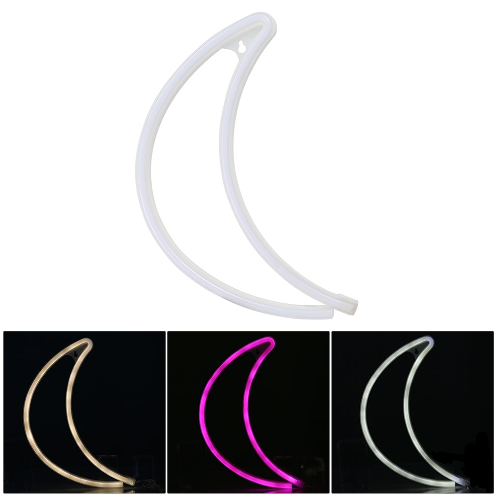 Creative LED Moon Shape Neon Night Light Wall Lamp Holiday Decorations