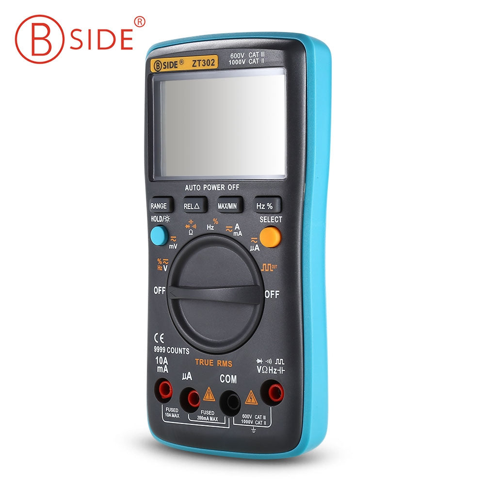 BSIDE ZT302 Portable Handheld Digital Multimeter 9999 Counts LED Backlight Large LCD Display Ele...