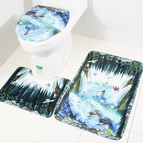 Creative Home Decoration Bathroom Utensil Toilet Mat 3pcs