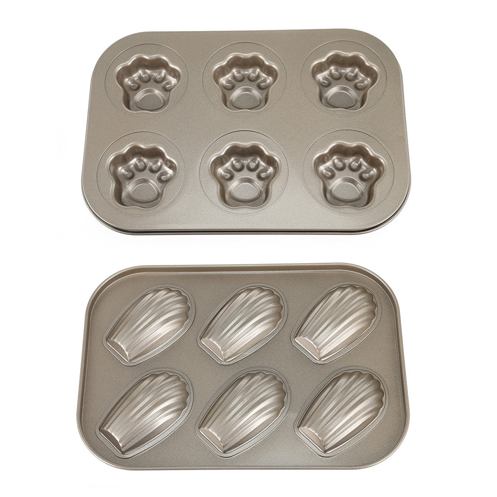 6 Hole Carbon Steel Non-stick Cake Mold Madeleine Mould