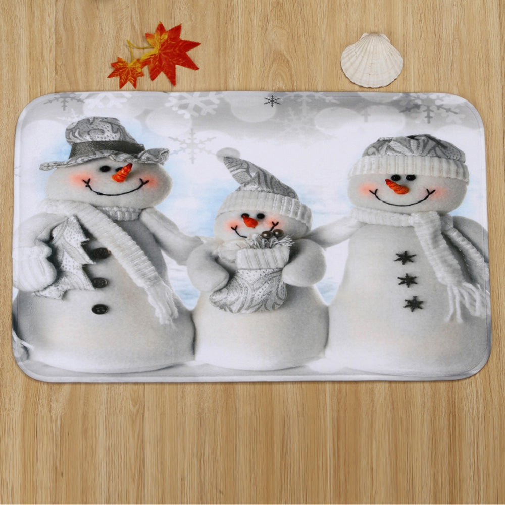 Christmas Snowmen Family Pattern 3 Pcs Bathroom Toilet Mat