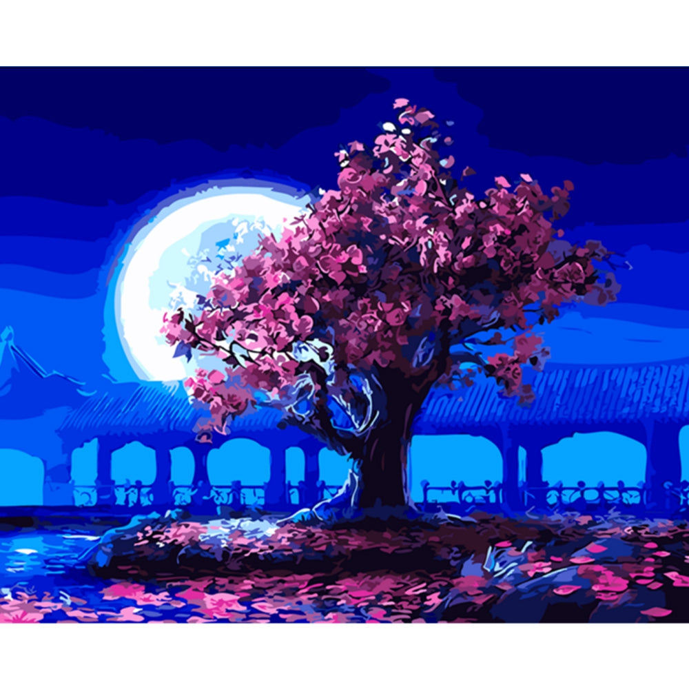 DIY Peach Blossom Pavilion Oil Painting Wall Home Decoration