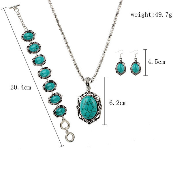 Bohemian Faux Turquoise Oval Jewelry Set