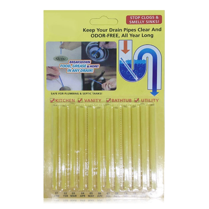 Drain Cleaner Sticks Deodorizer Order Free Sewer Detergent for Toilet Kitchen Bathtub 12pcs / Set