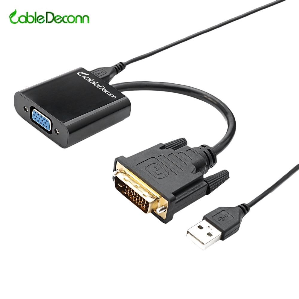 CableDeconn A0402 DVI Male to VGA Female Cable with USB