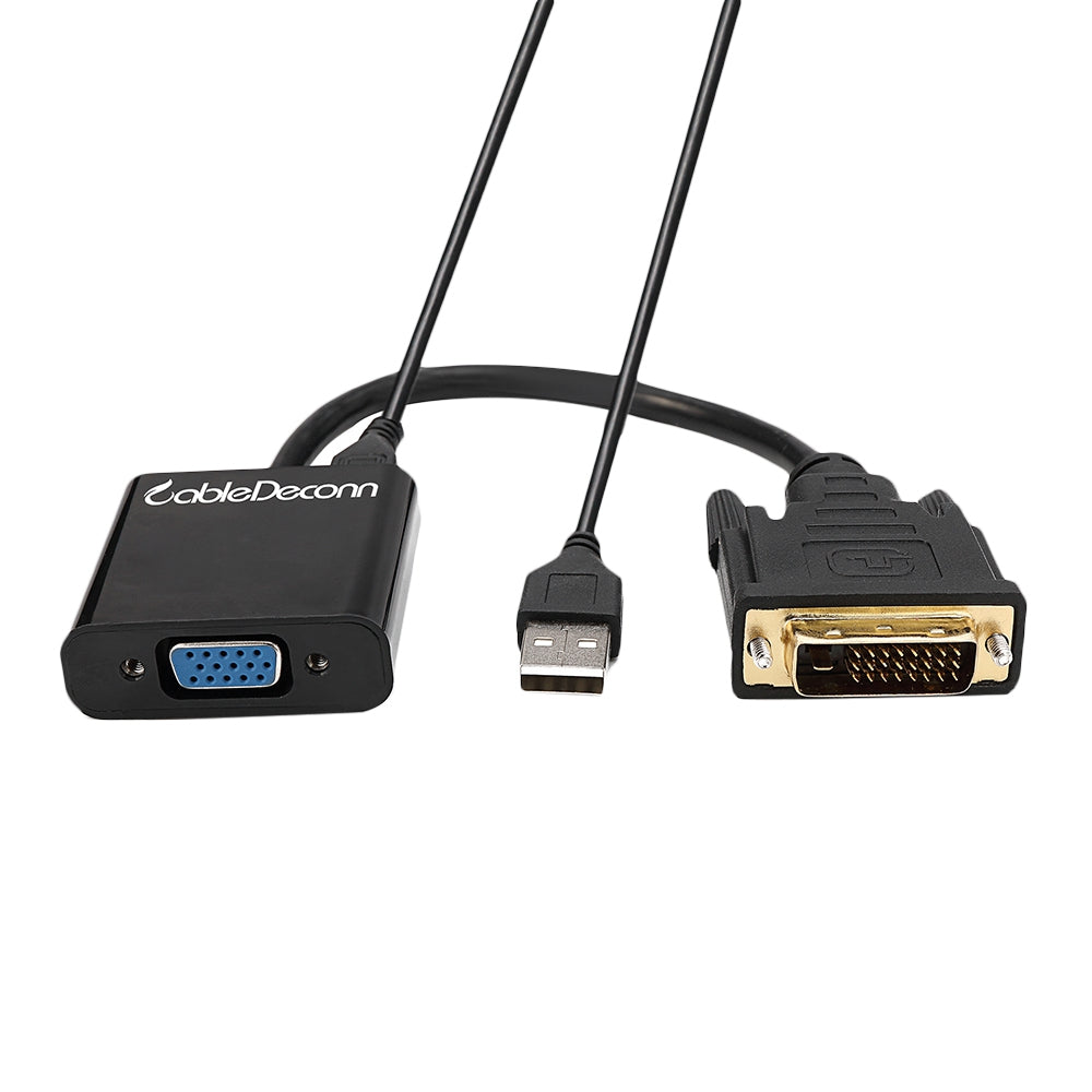 CableDeconn A0402 DVI Male to VGA Female Cable with USB