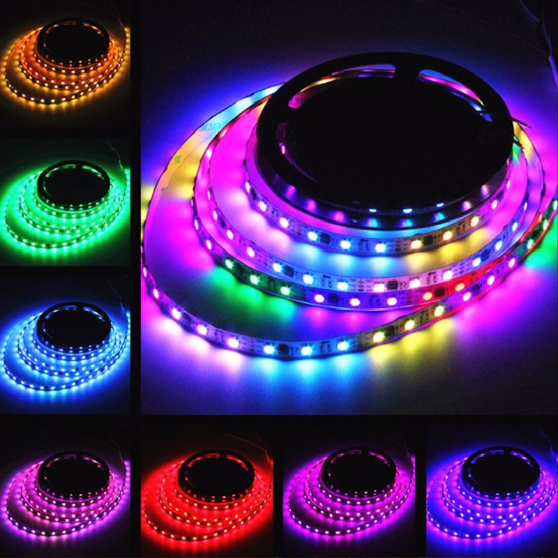 1PCS 5M 16.4FT Flexible RGB LED Strip Light 300SMD 5050 Not Waterproof DC5V Black PCB