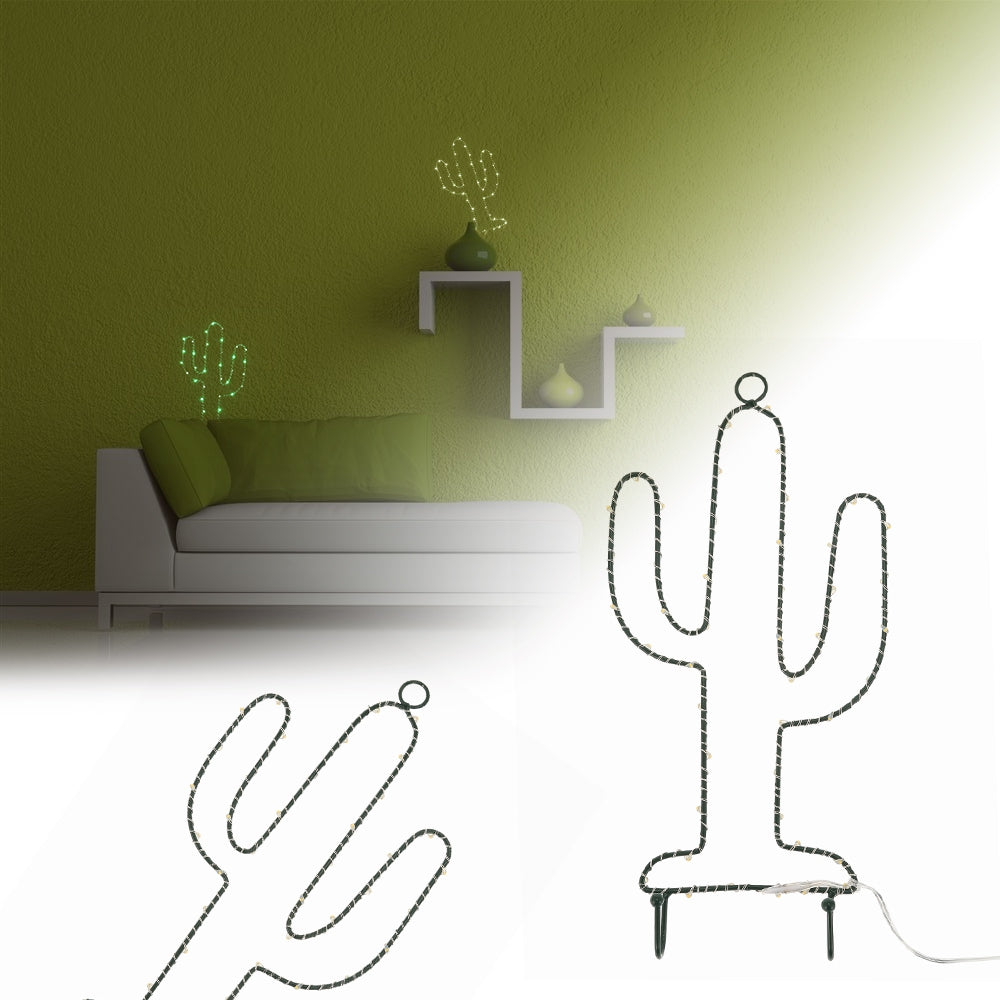 Chic Cactus Shape Wall Hanger Lamp Copper Wire Decoration Light
