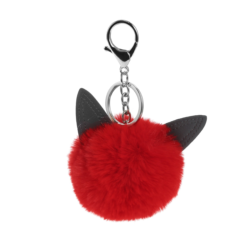 Cute Cat Ears Artificial Rabbit Fur Ball Keychain