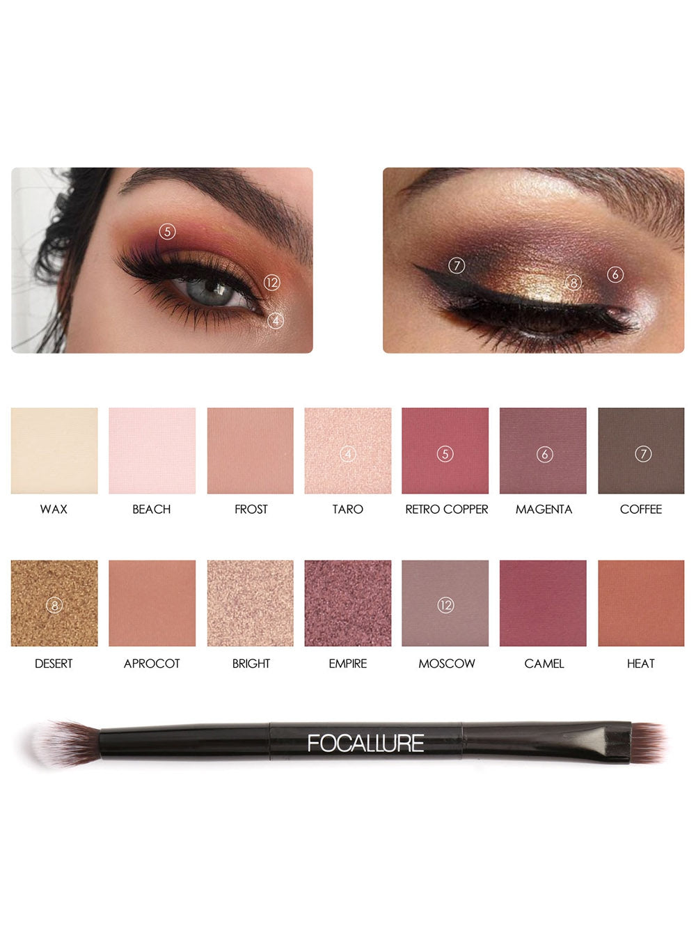 14 Colors Professional Natural Long Lasting Eyeshadow Palette with Brush
