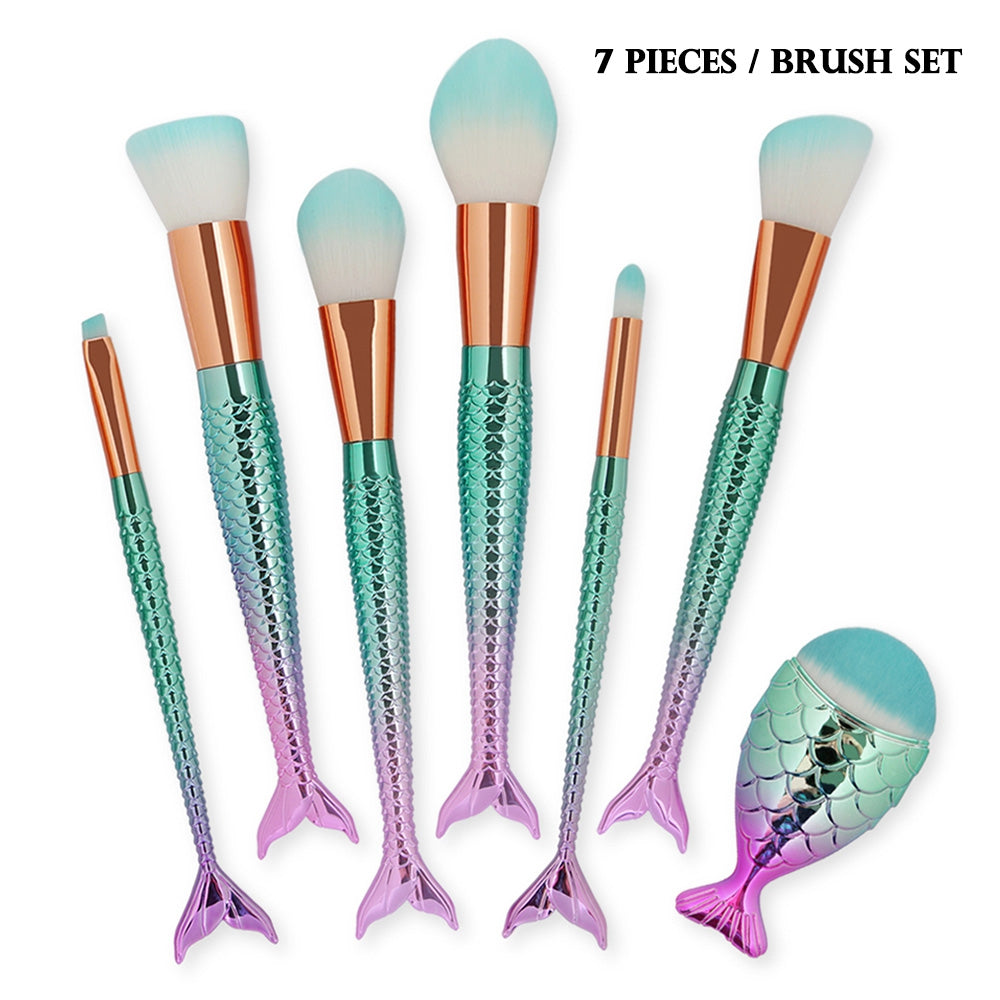 7Pcs Mermaid Ombre Makeup Brush Set