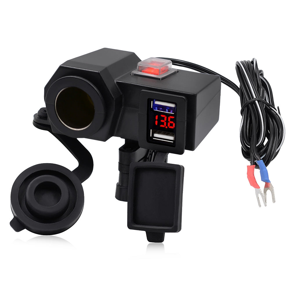 CS - 588A1 Third Generation Motorcycle Charger Water Resistant / Dual USB / Voltmeter