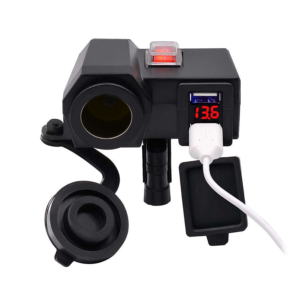 CS - 588A1 Third Generation Motorcycle Charger Water Resistant / Dual USB / Voltmeter