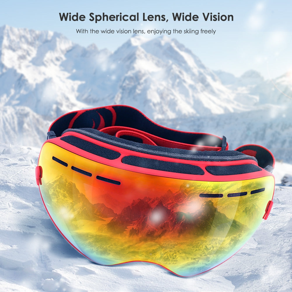 BENICE Double Lens UV400 Anti-fog Big Spherical Skiing Glasses