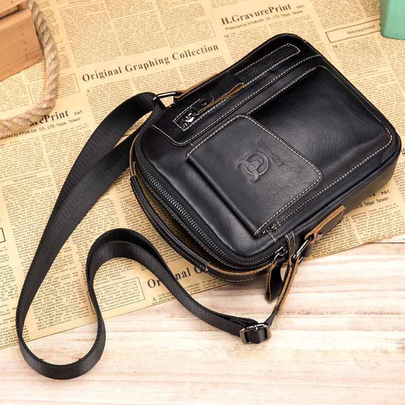 BULLCAPTAIN Genuine Leather Shoulder Bag for Men