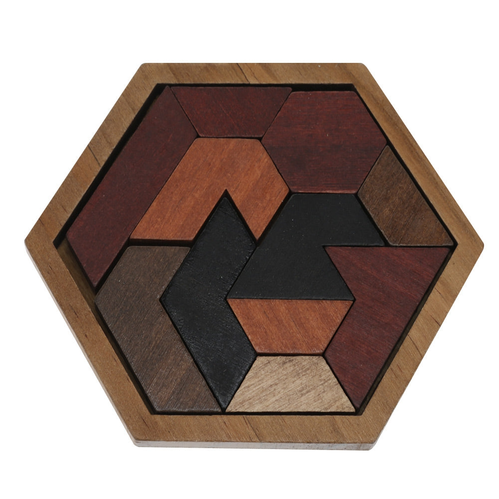 Creative Wooden Hexagon Jigsaw Puzzle Board Educational Toy