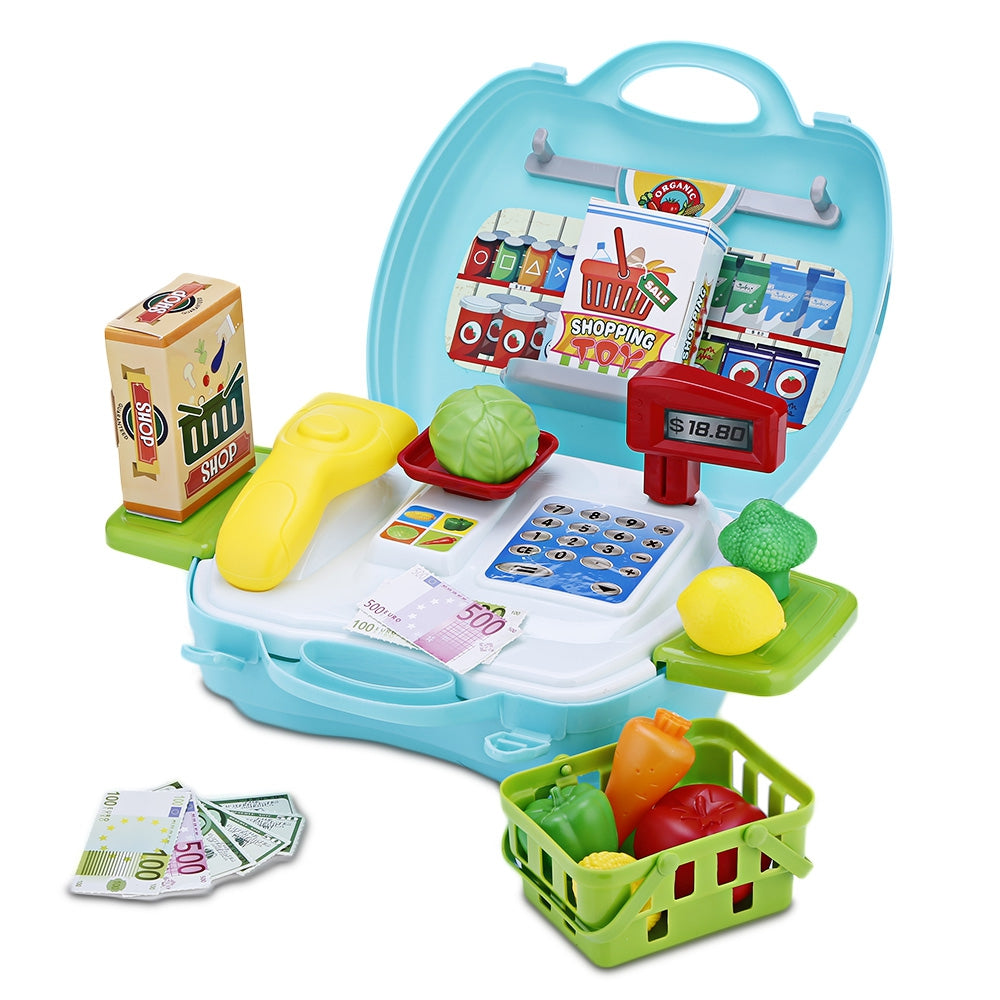 BOWA 23pcs Supermarket Fruits Suitcase Kids Playset