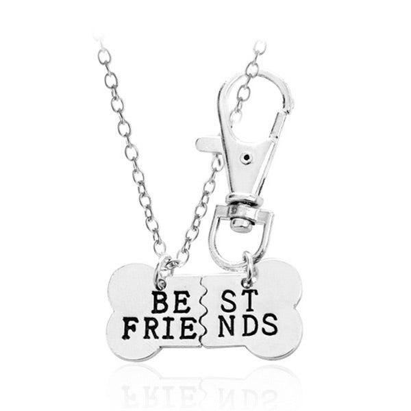 Dog Bone Best Friends Necklace Keychain Set