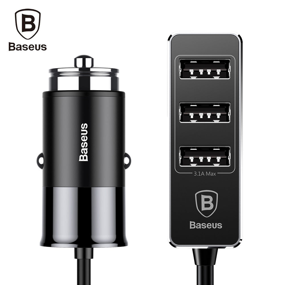 Baseus Car Charger Front Single Port Rear Three USB