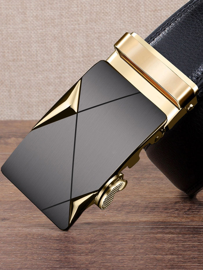 Attractive Automatic Metal Buckle Faux Leather Belt