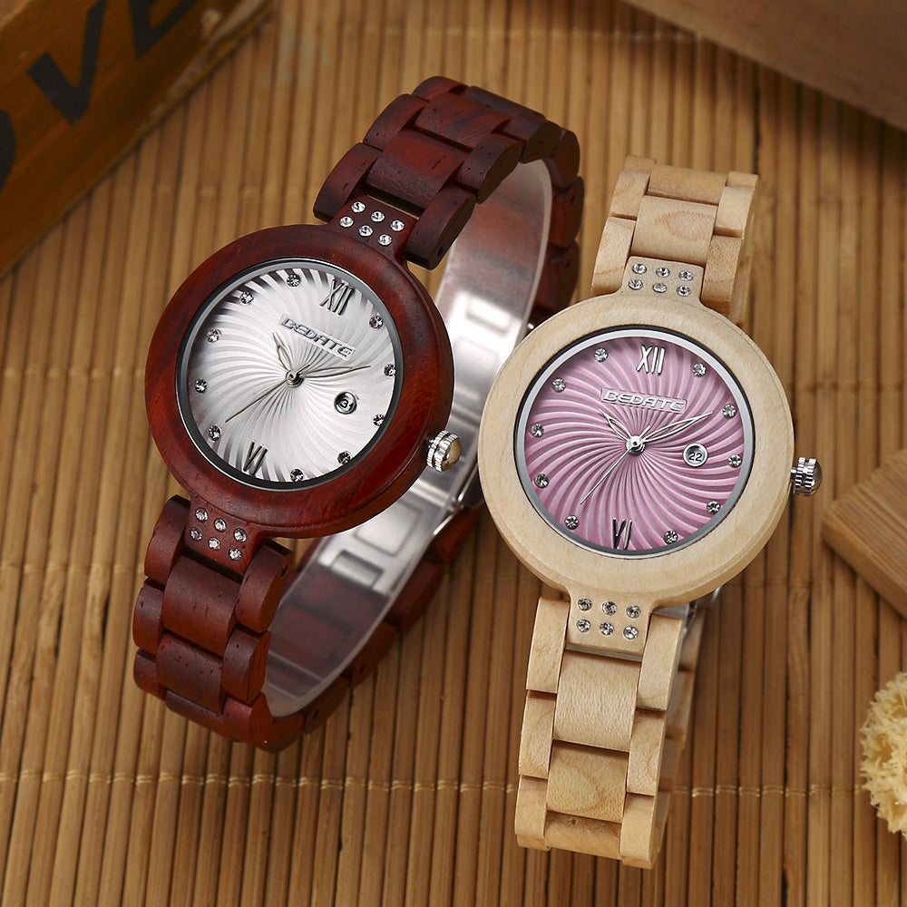 BEDATE ZS - W149A Women Quartz Wooden Watch