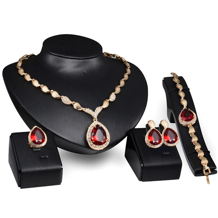 Charm Water Drop-shaped Gold Plated Women Jewelry 4PCS / Set for Wedding Banquet