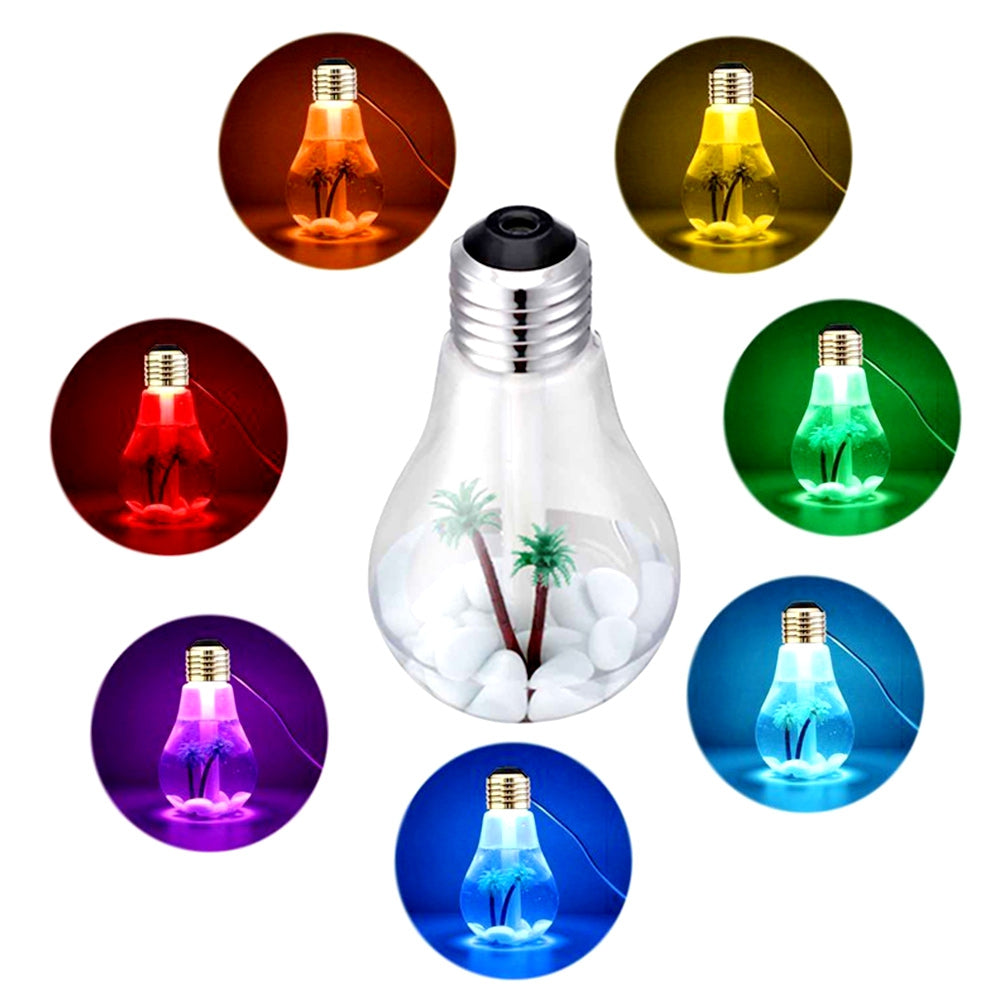400ml Bulb Lamp 7 Colors Changes Night Light Ultrasonic Humidifier Air Purifier