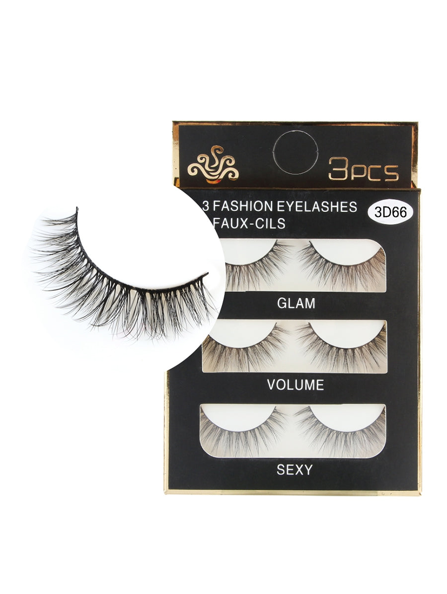 3 Pairs Handmade Natural Long Eyelashes Set