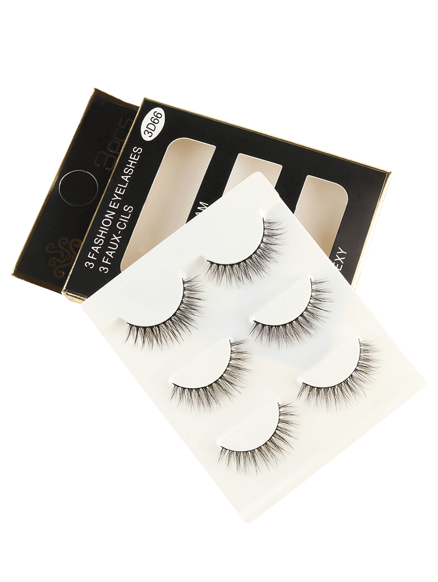 3 Pairs Handmade Natural Long Eyelashes Set