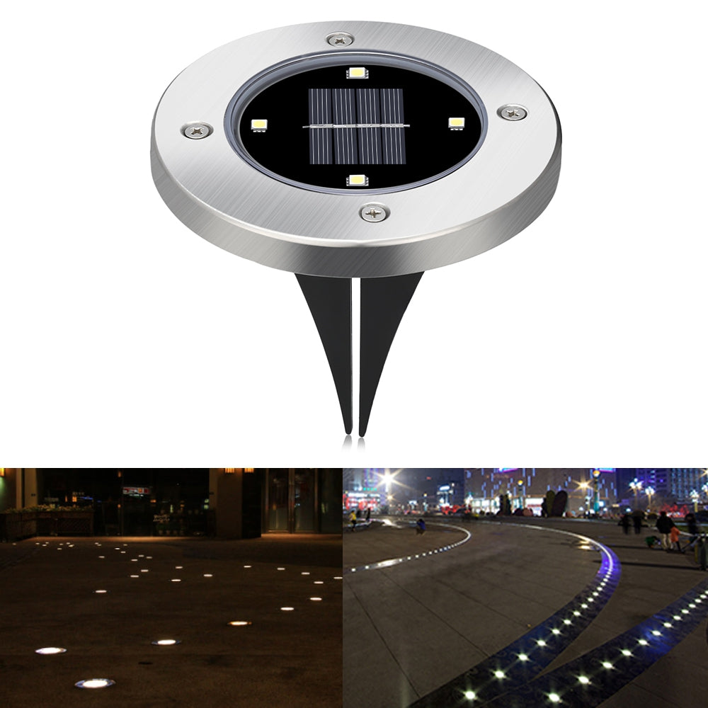 4PCS 4 LEDs Solar Powered IP65 Waterproof Ground Lamp