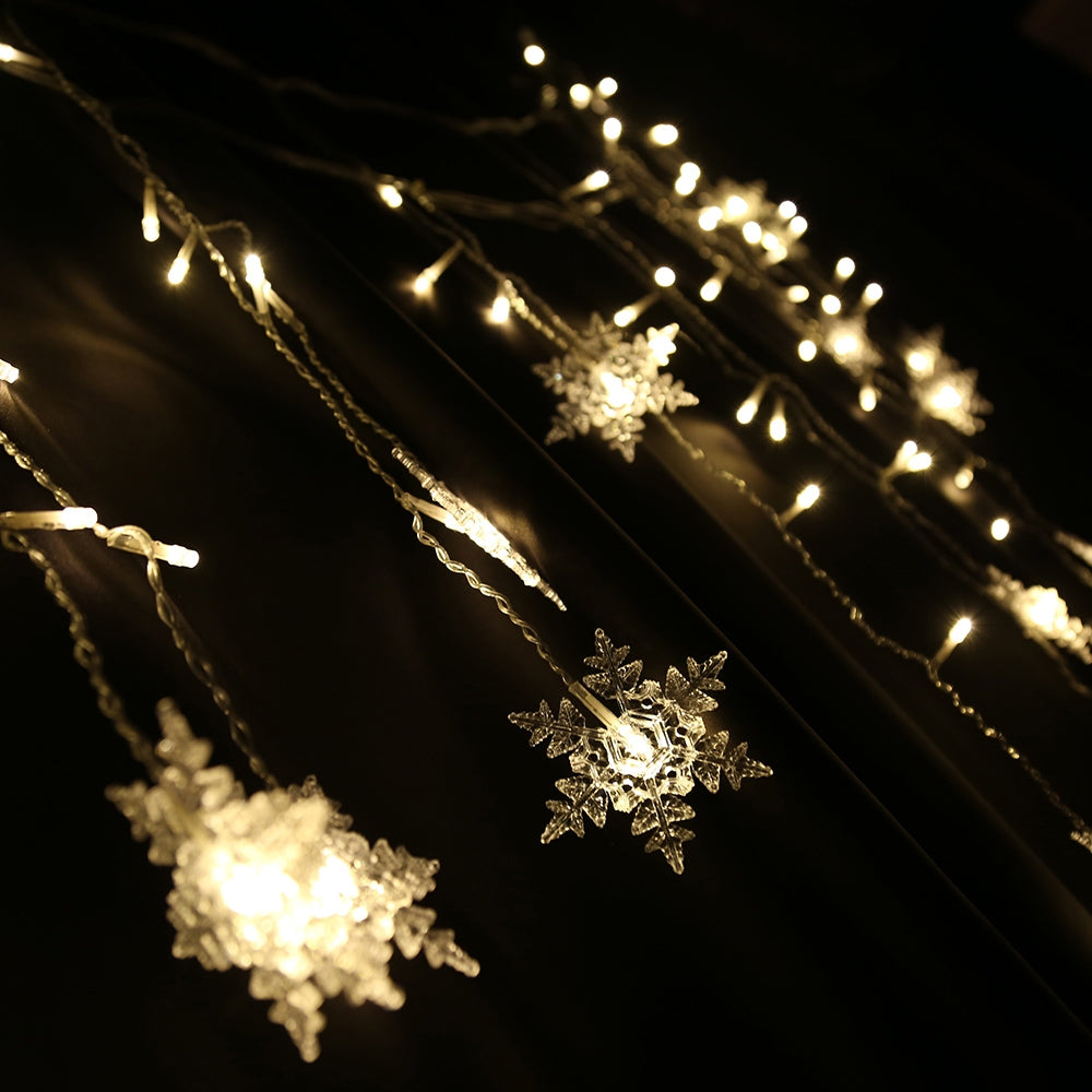 DIY LED Snowflake Hanging String Lights Parties Holiday Decor