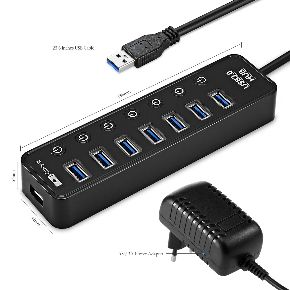 CH - 204U3 7-port USB3.0 Hub with Individual Switch Button