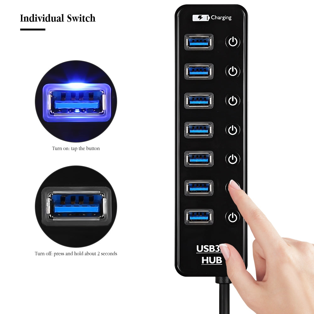 CH - 204U3 7-port USB3.0 Hub with Individual Switch Button