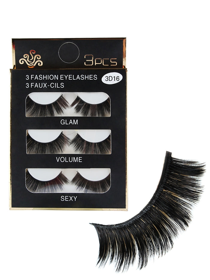 3Pcs Glam Volume Sexy Looking Makeup Fake Eyelashes