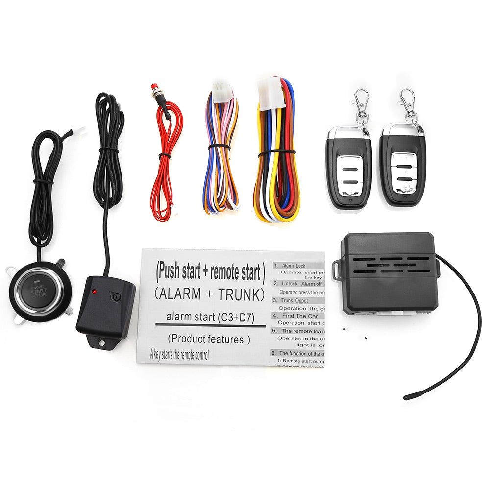 D7 Universal 12V Car Anti-theft System Vibration Alarm One Key Startup Remote Control