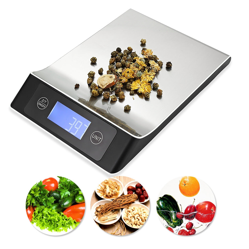 Digital Multifunction Kitchen Food Weighing Scale with Back-lit LCD Display Fingerprint Resistan...