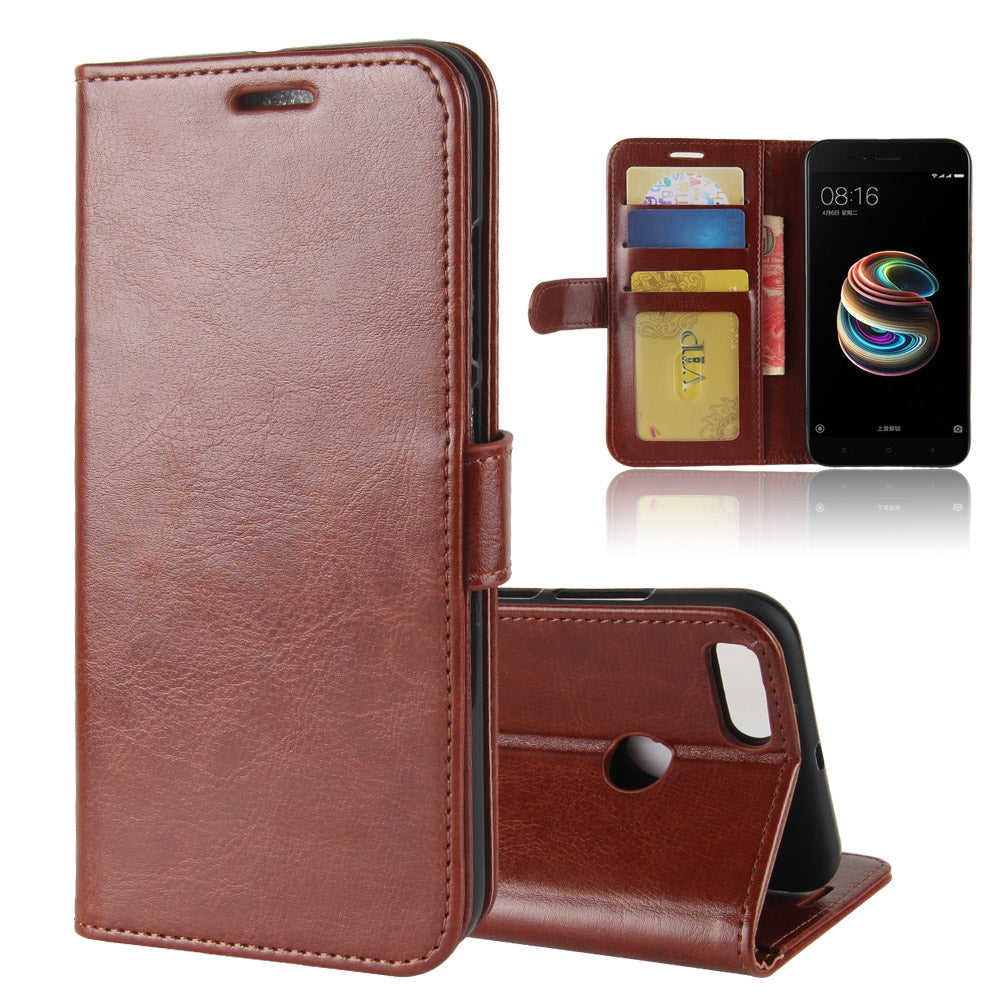 Durable Crazy Horse Pattern Back Buckle Flip PU Leather Wallet Case for Xiaomi Mi A1