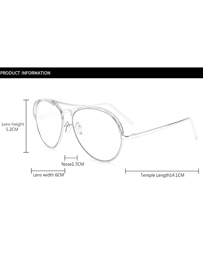 Anti UV Metal Frame Crossbar Embellished Pilot Sunglasses