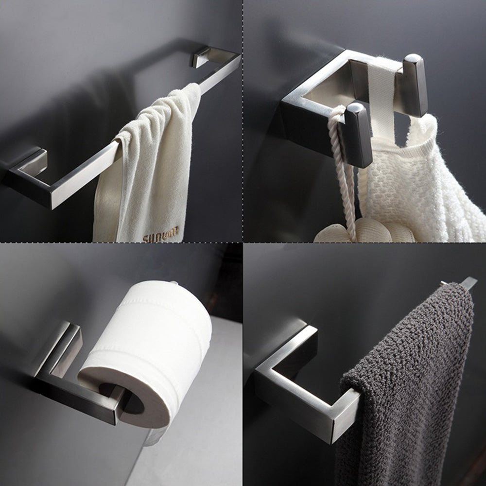 4pcs Bathroom Accessories Towel Bar Ring Robe Hook Bath Hardware