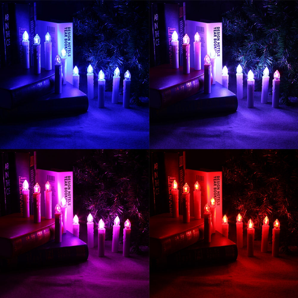 10PCS CK01 - WM1007B Flameless LED Taper Candle Nights Light Warm White with Remote Control for ...